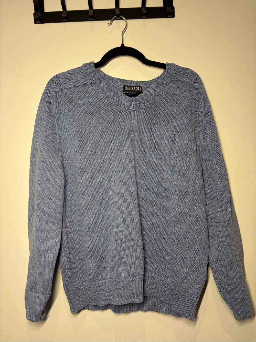 Lands' End Men's Sky Blue V-Neck Sweater